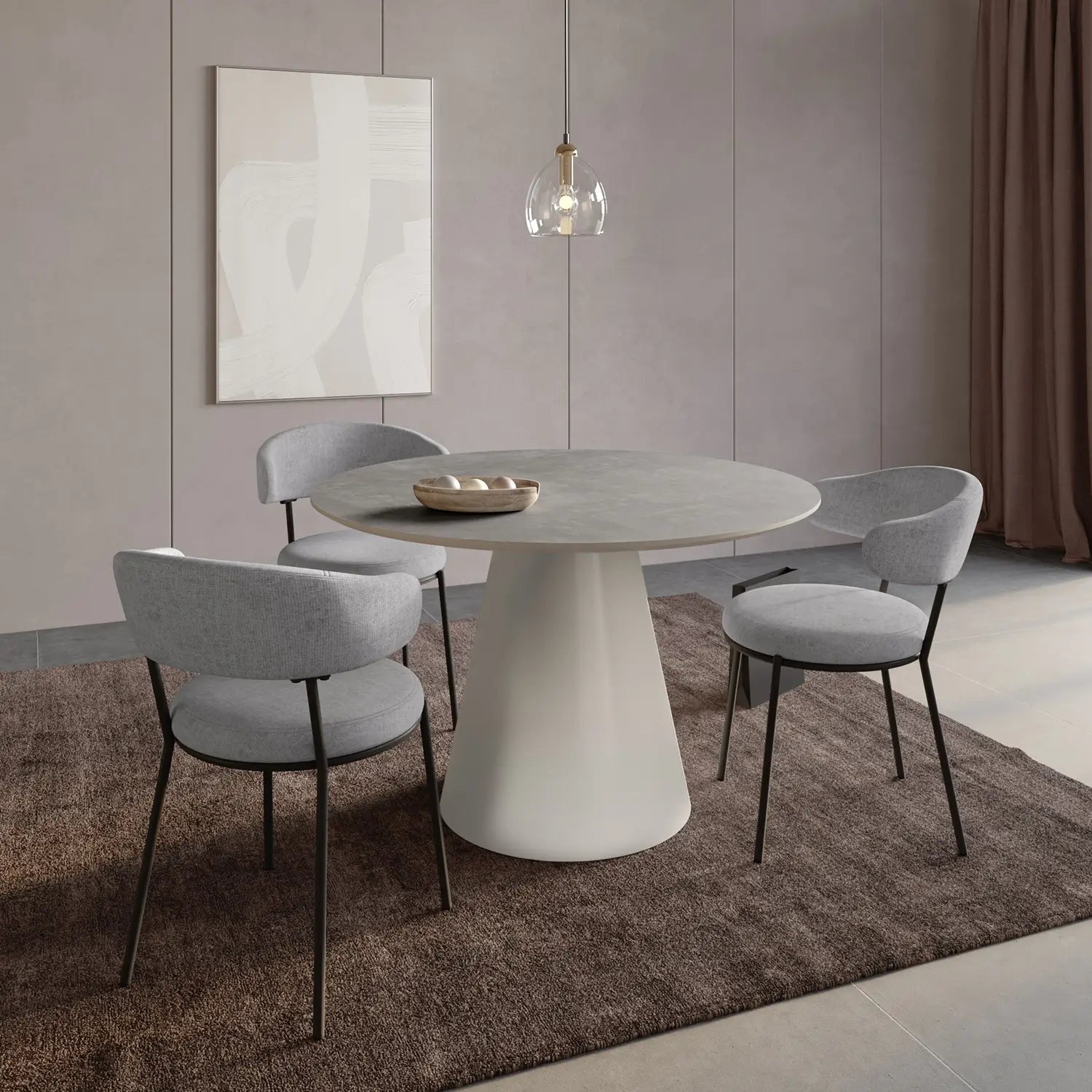 Ria 120cm Round Light Grey Melamine Dining Table Set, also available in 160cm Oval Dining Table Set - Lifestyle Image