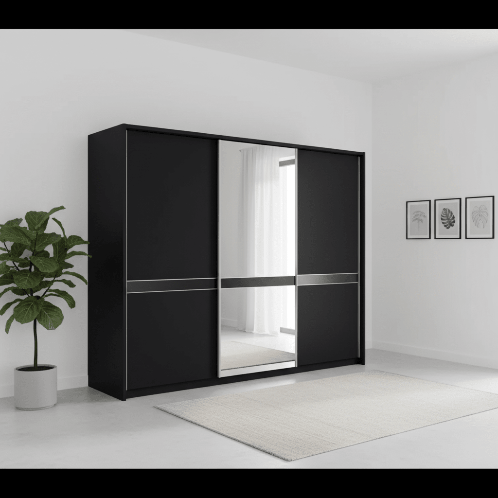 Wiemann Regen Graphite 3 Door Sliding Wardrobe With Mirror