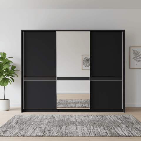 Wiemann Regen Graphite 3 Door Sliding Wardrobe With Mirror