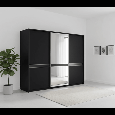Wiemann Regen Graphite 3 Door Sliding Wardrobe With Mirror