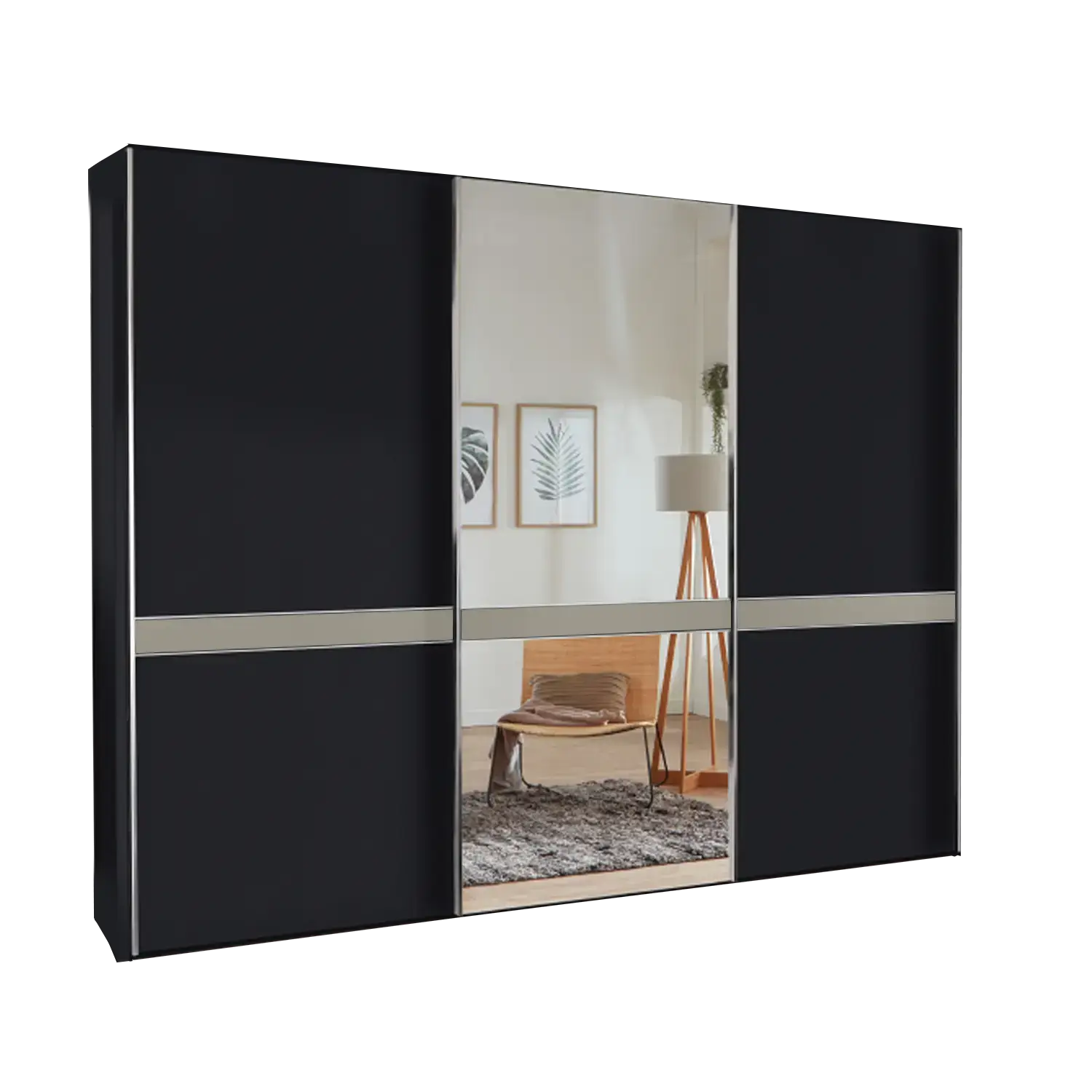 Wiemann Regen Graphite 3 Door Sliding Wardrobe With Mirror