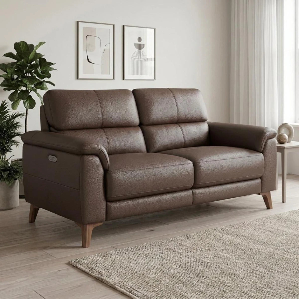 Ribal Prestige leather 2 seater power recliner sofa with USB ports.