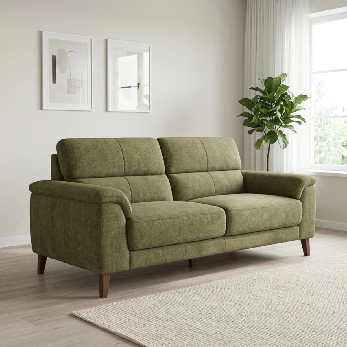 Stylish 2 seater sofa with durable construction and sleek finish.