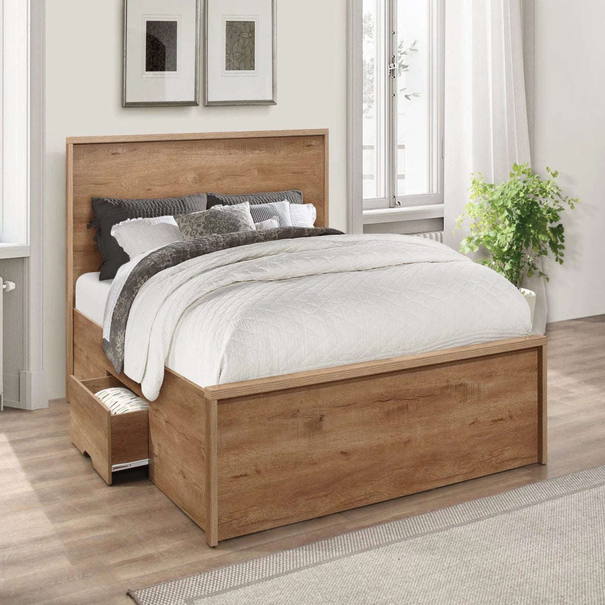 Classic design bed with modern storage functionality.