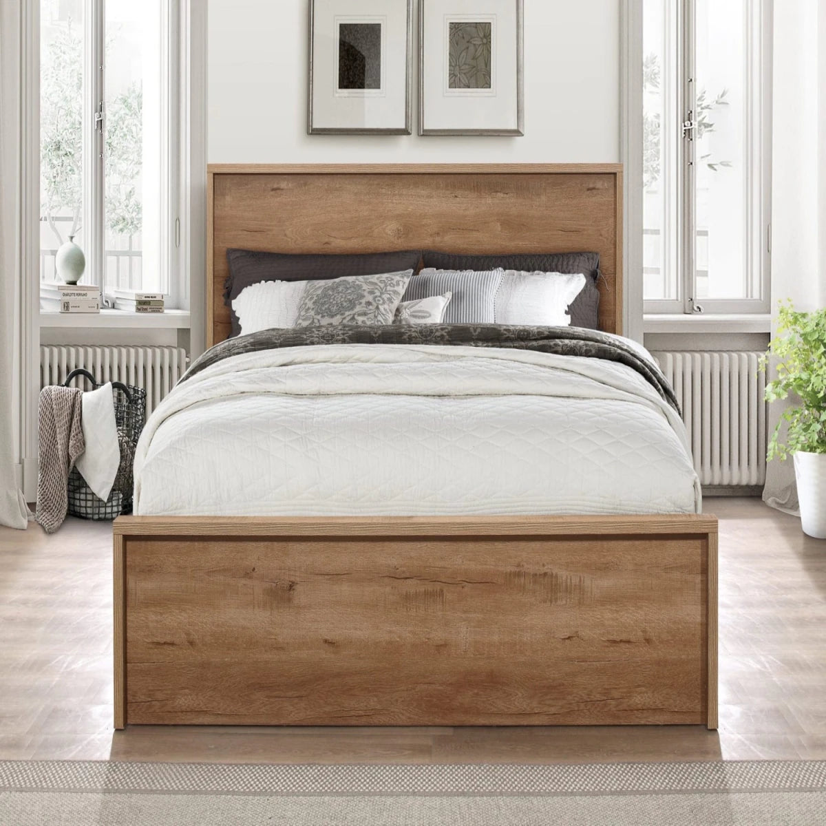 Natural aesthetic bed creating cosy atmosphere.