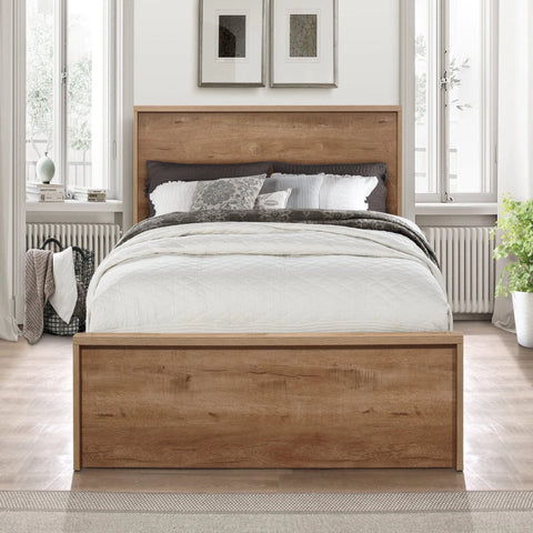 Natural aesthetic bed creating cosy atmosphere.