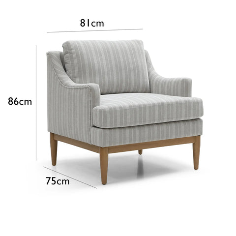 Rihanna Armchair in Natural Stripe Chenille Fabric - Pendle Village Furniture