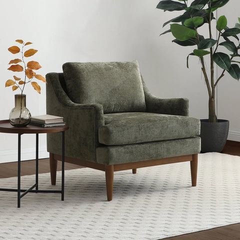Rihanna Armchair in Olive Chenille Fabric - Pendle Village Furniture