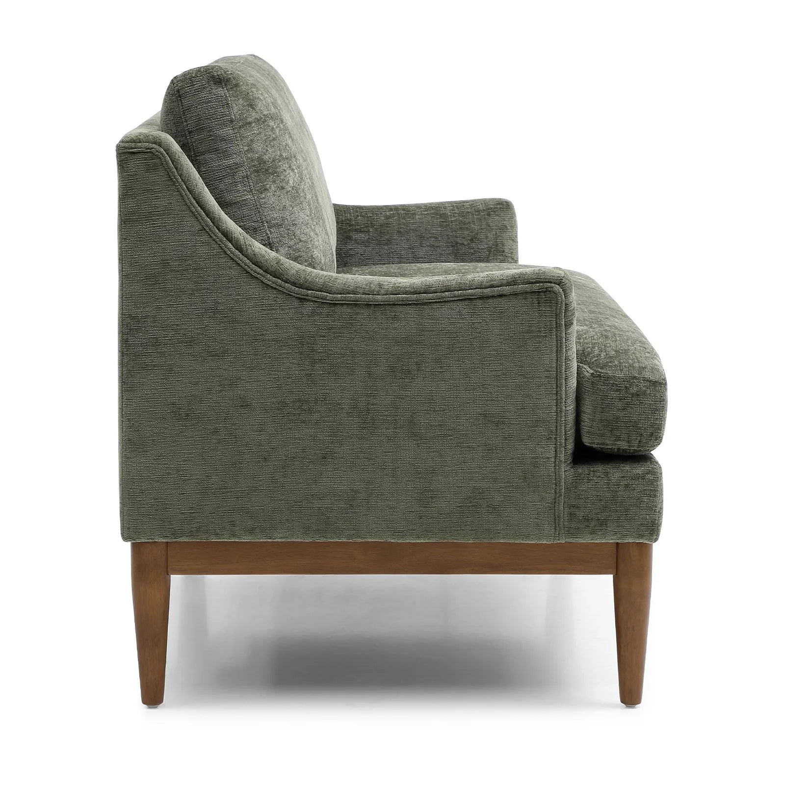 Rihanna Olive Chenille Fabric Loveseat with Wood Base