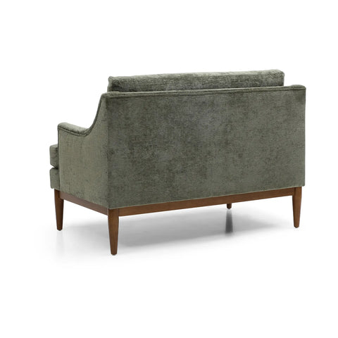 Rihanna Olive Chenille Fabric 2 Seater with Wood Base