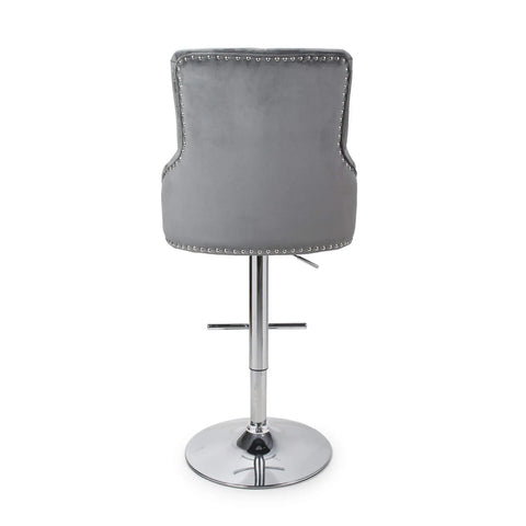 Rimini Height Adjustable Grey Brushed Velvet Bar Stool - Pendle Village Furniture