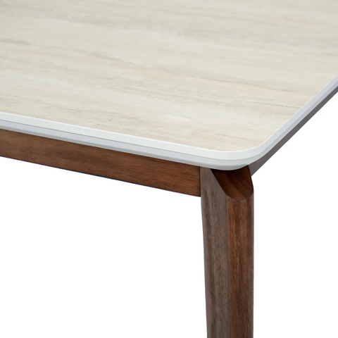 Rimni Large Walnut & Travertine Dining Table - W180cm