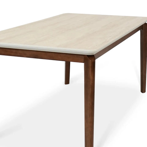 Rimni Large Walnut & Travertine Dining Table - W180cm