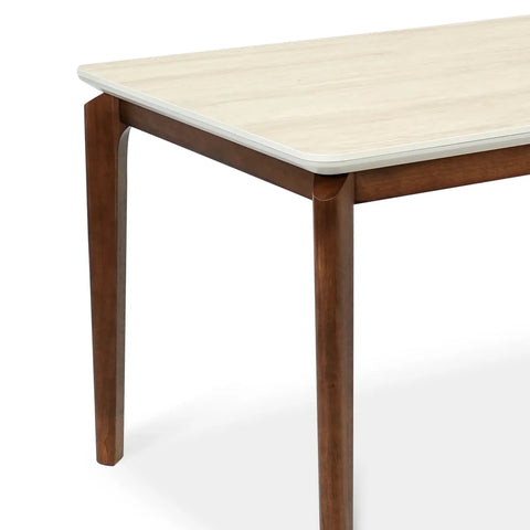 Rimni Large Walnut & Travertine Dining Table - W180cm