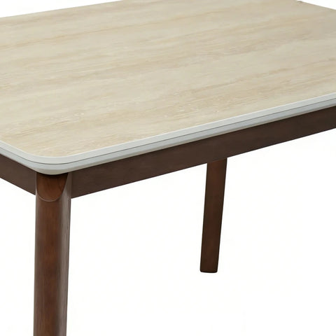 Rimni Small Walnut & Travertine Dining Table - W120cm