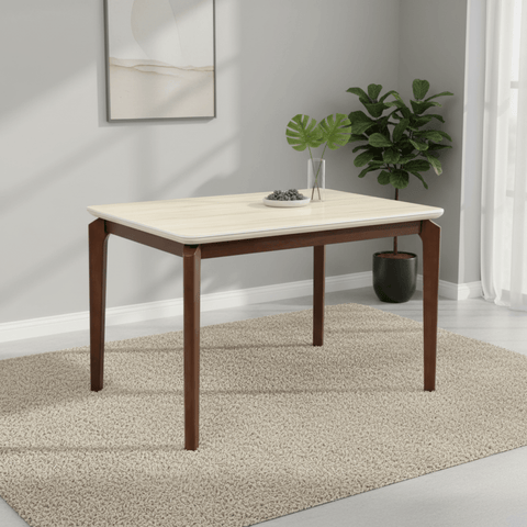 Rimni walnut travertine compact dining table