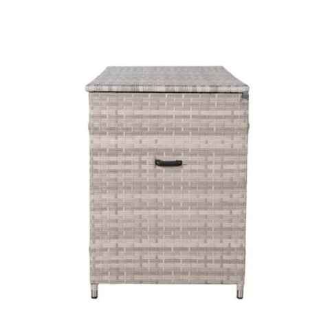 Durable aluminium structure supporting storage chest.