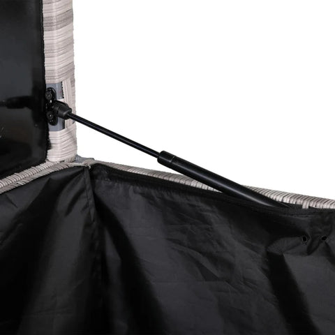 Secure hinged lid with supportive opening system.