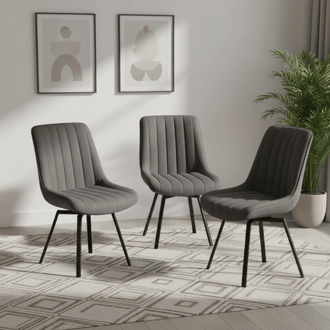 Roco 360 Swivel Dark Grey Set of 4 Dining Chair