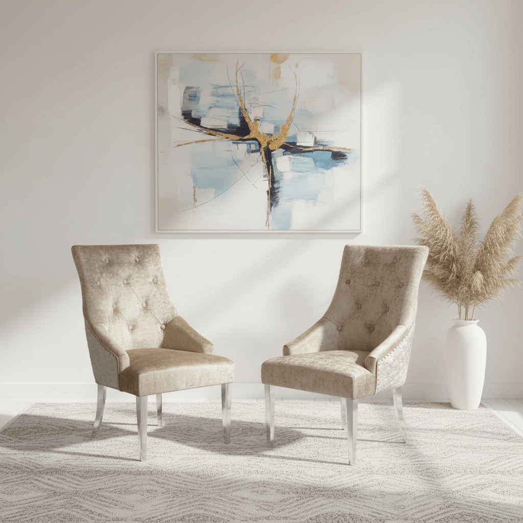 Roma Mink Velvet Lion Knocker Back Set of 4 Dining Chairs