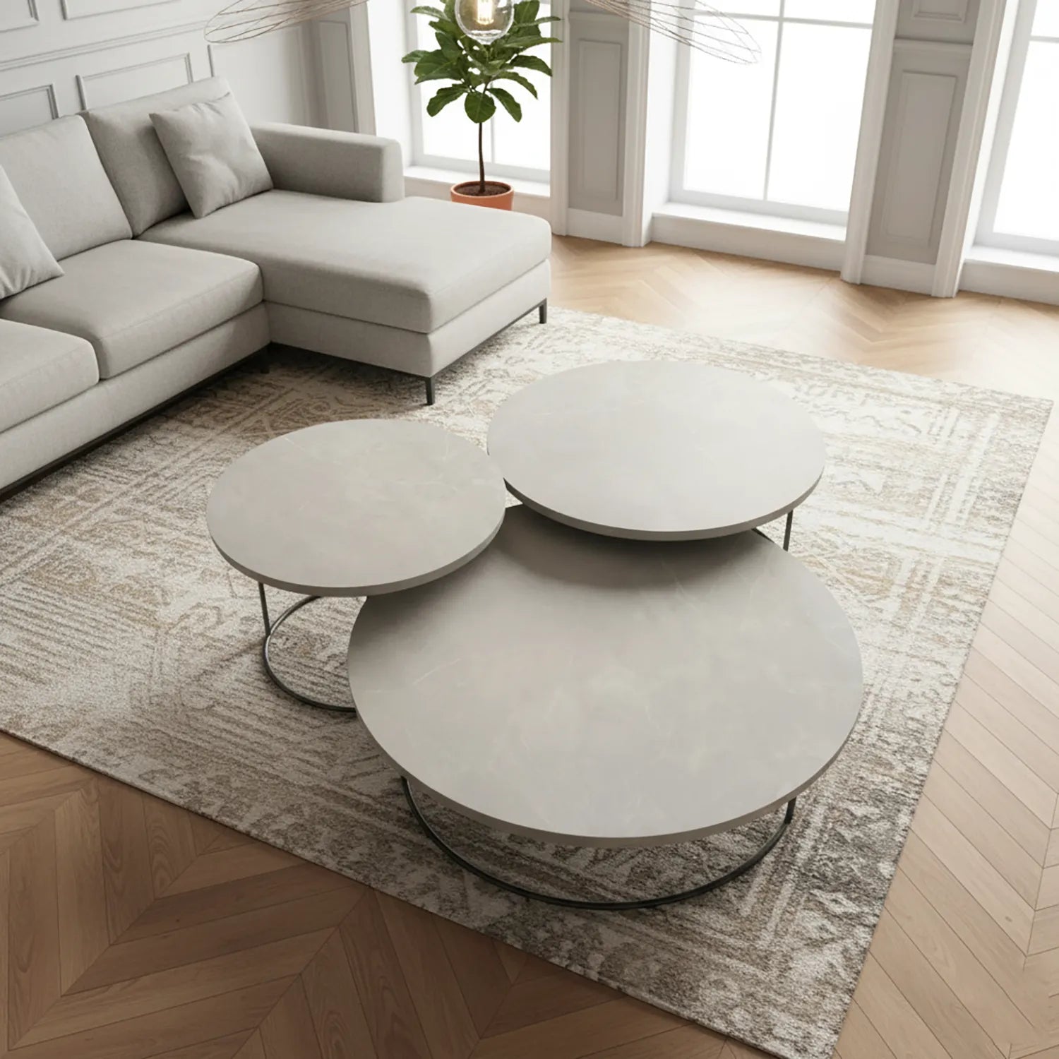 Rome 3 Piece Ceramic Coffee Table Set - Pendle Village Furniture