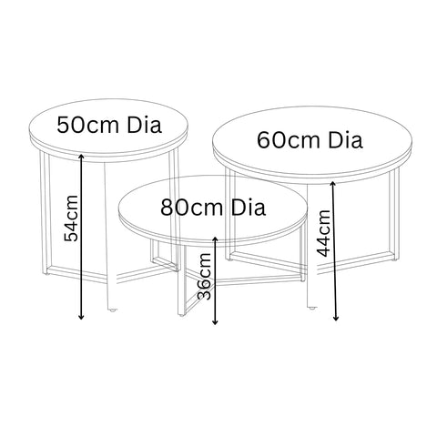 Rome 3 Piece Ceramic Coffee Table Set - Pendle Village Furniture
