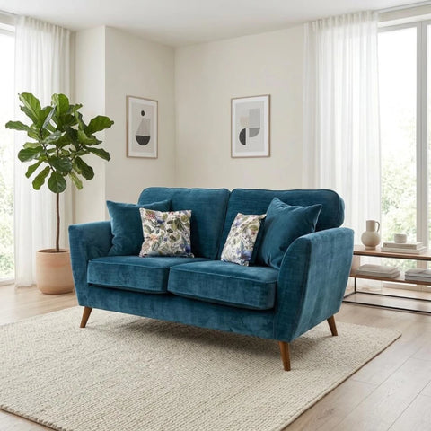 Rome Maeve 2 seater velvet sofa with high back and compact design.