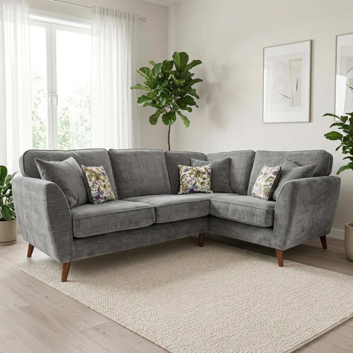 Large chaise group sofa with high back support and deep cushions.