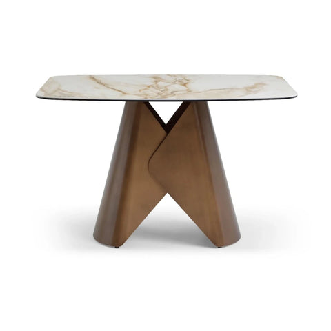 Rosa Dining Table Brass Sculptural Base & Pandora Classico Top 120cm