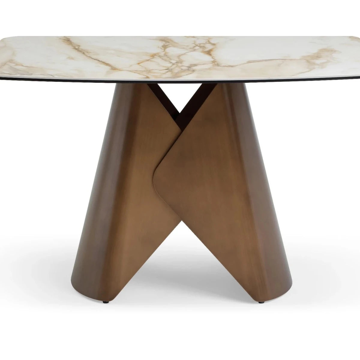 120cm luxury dining table with sculptural brass base