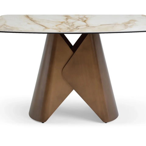 120cm luxury dining table with sculptural brass base