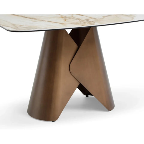 120cm small 4 Seater luxury dining table with sculptural brass base