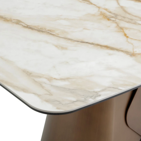 Top Close up of Rosa compact dining table with Pandora Classico stone top