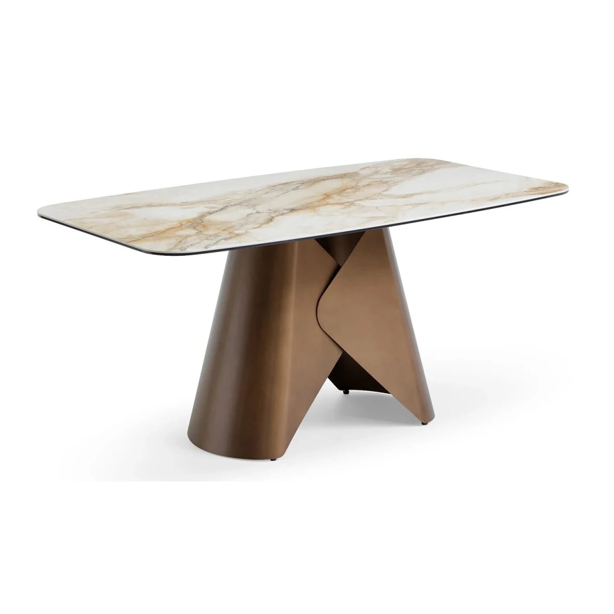 Rosa Dining Table Brass Sculptural Base & Pandora Classico Top 160cm