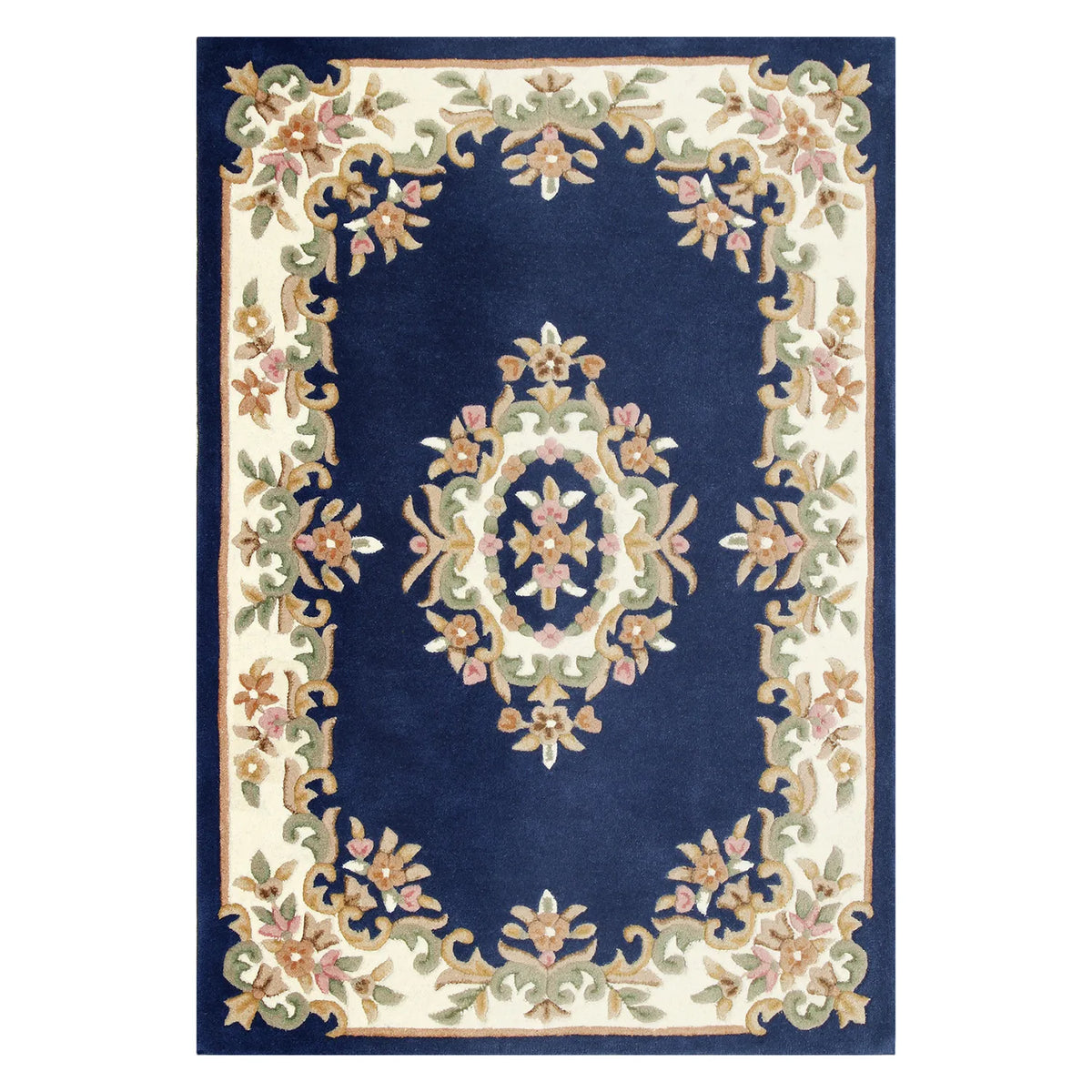 Royal Traditional Navy Blue Hand Tufted Wool Rug - Pendle Village Furniture