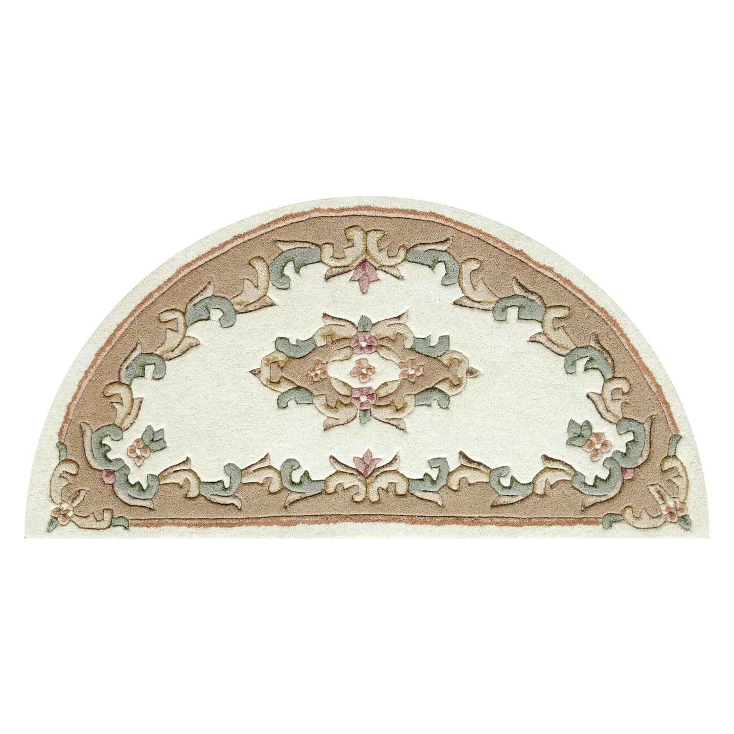 Royal Cream and Beige Round & Half - Moon Traditional Wool Rugs - Pendle Village Furniture