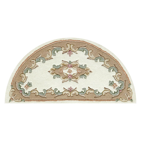 Royal Cream and Beige Round & Half - Moon Traditional Wool Rugs - Pendle Village Furniture
