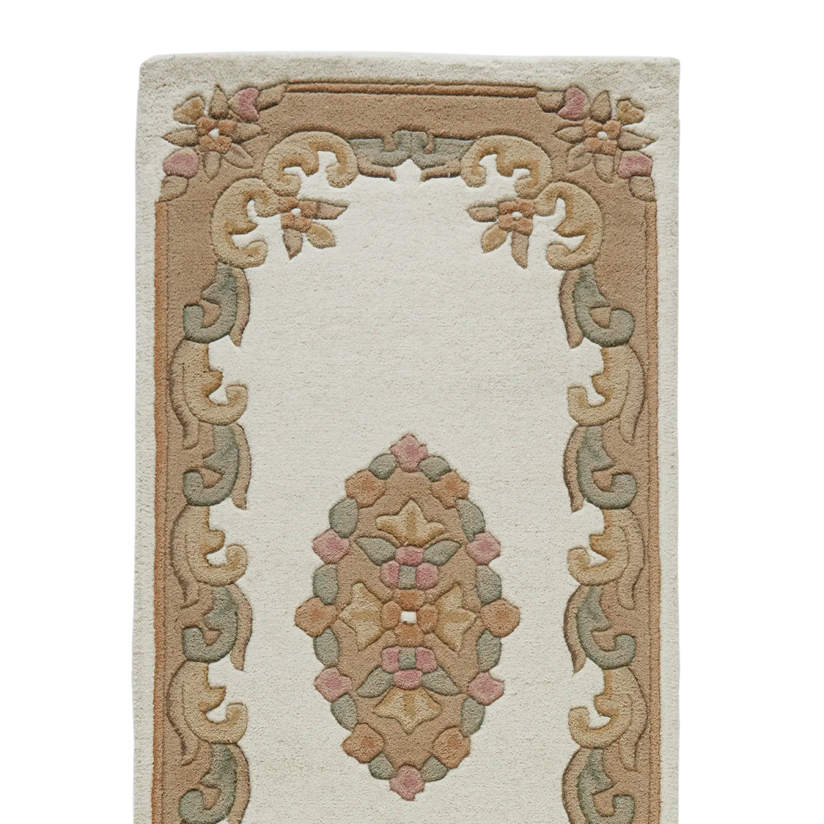 Royal Cream & Beige Traditional Hand Tufted Wool Runner Rug - Pendle Village Furniture