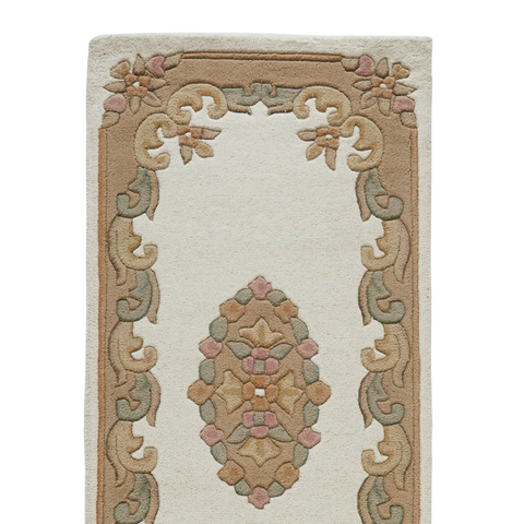 Royal Cream & Beige Traditional Hand Tufted Wool Runner Rug - Pendle Village Furniture