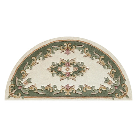 Royal Cream and Green Round & Half - Moon Traditional Rugs - Pendle Village Furniture