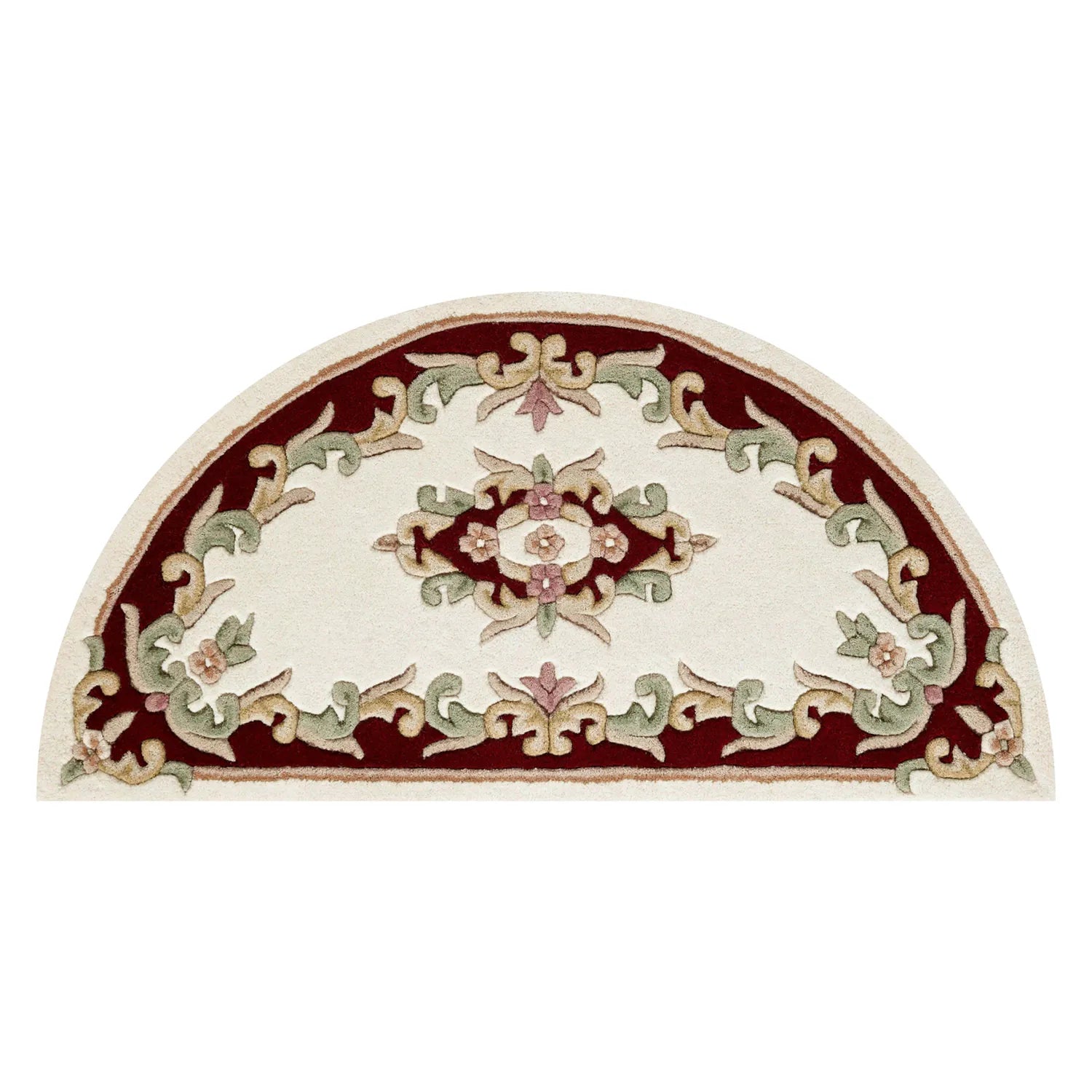 Royal Cream and Red Round & Half - Moon Traditional Wool Rugs - Pendle Village Furniture