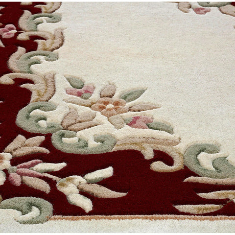 Royal Cream and Red Traditional Hand Tufted Wool Rug - Pendle Village Furniture