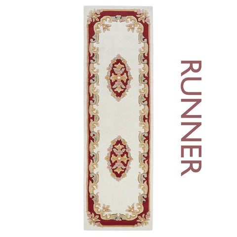 Royal Cream and Red Traditional Wool Runner Rug - Pendle Village Furniture