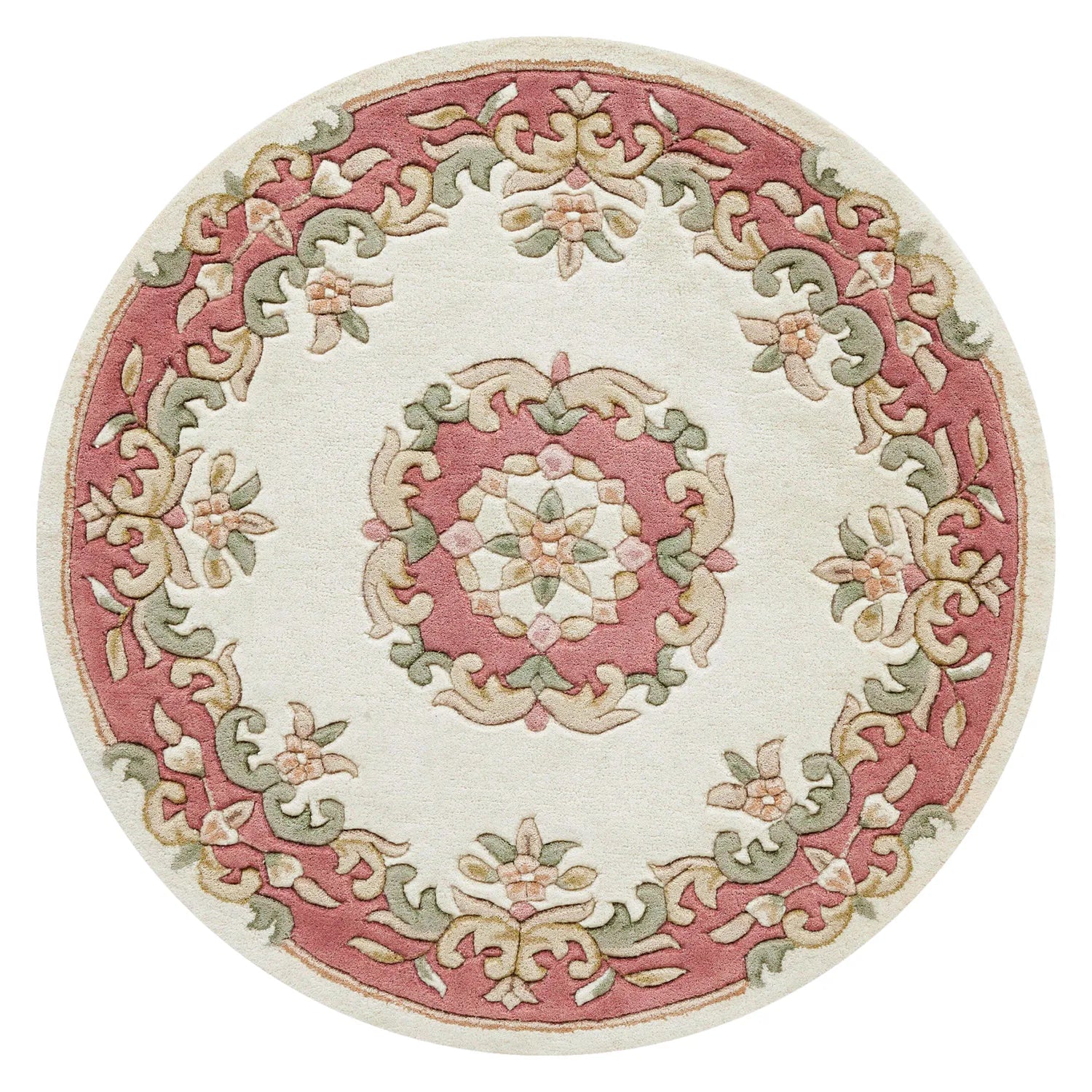 Royal Cream and Rose Round & Half - Moon Traditional Rugs - Pendle Village Furniture