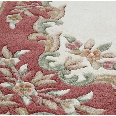 Royal Cream and Rose Hand Tufted Wool Traditional Rug - Pendle Village Furniture
