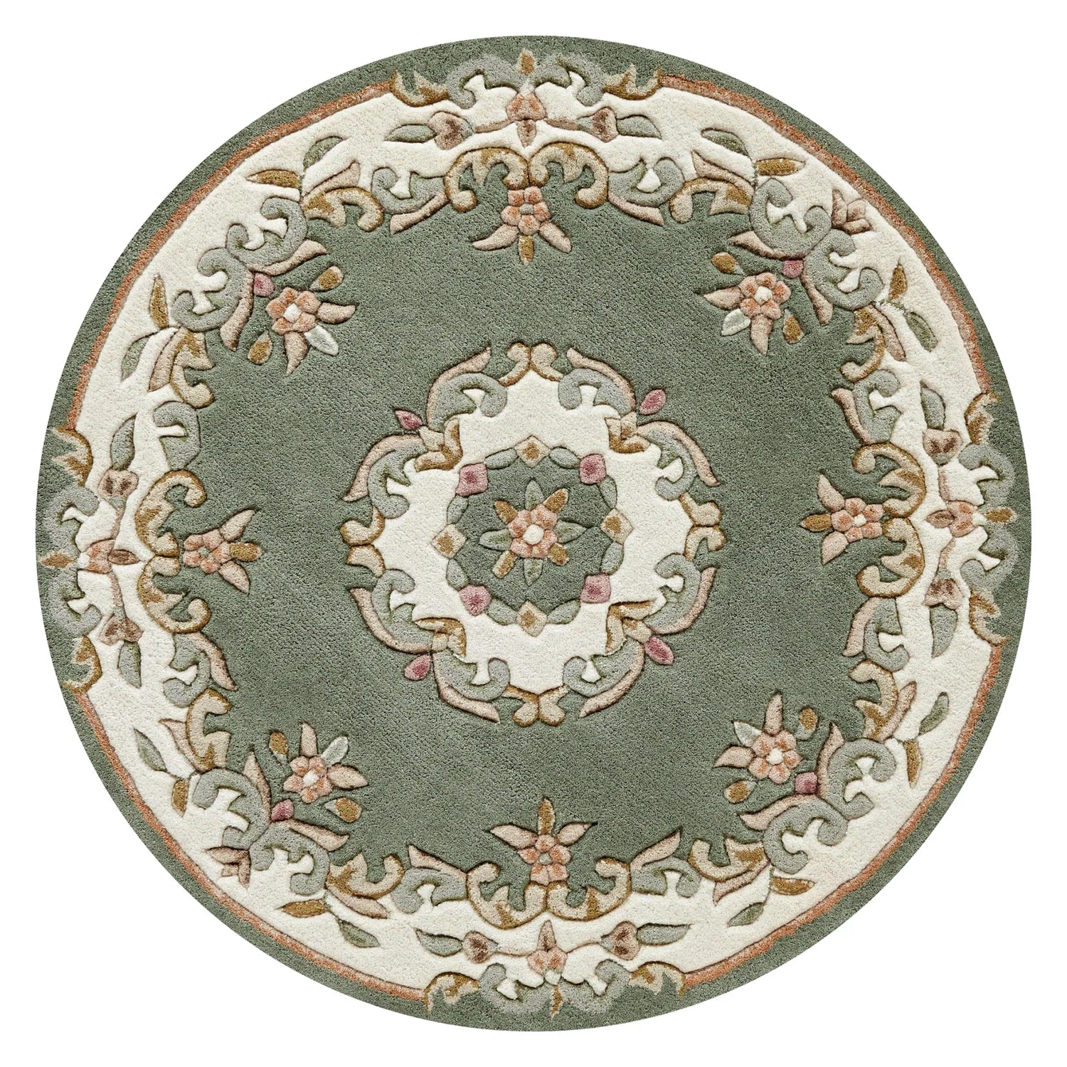 Royal Green Round & Half Moon Traditional Hand Tufted Wool Rugs - Pendle Village Furniture