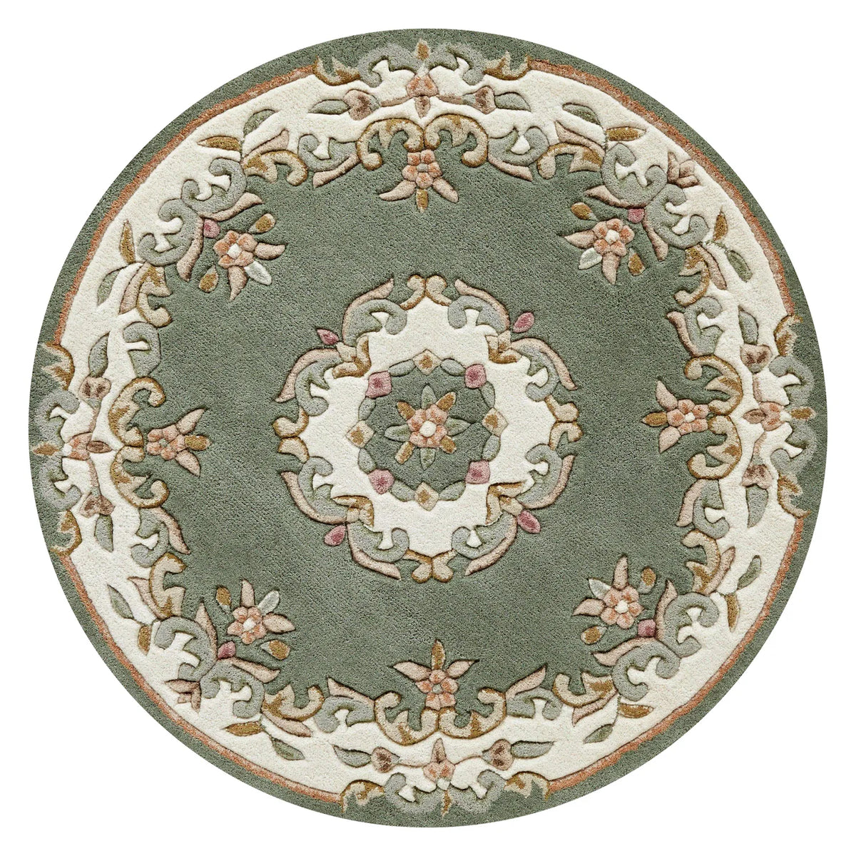 Royal Green Round & Half Moon Traditional Hand Tufted Wool Rugs - Pendle Village Furniture
