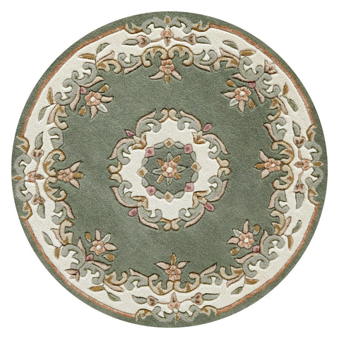Royal Green Round & Half Moon Traditional Hand Tufted Wool Rugs - Pendle Village Furniture