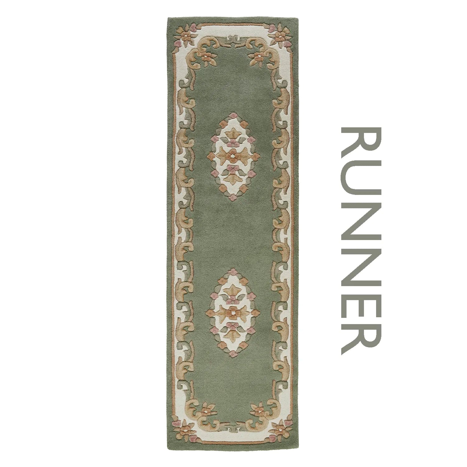 Royal Green Traditional Hand Tufted Wool Runner Rug - Pendle Village Furniture