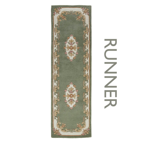 Royal Green Traditional Hand Tufted Wool Runner Rug - Pendle Village Furniture